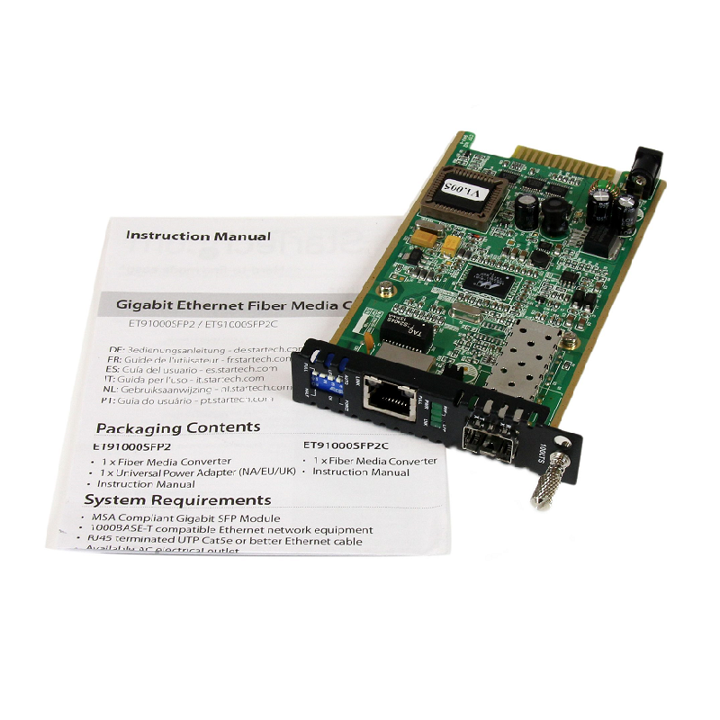 StarTech ET91000SFP2C GbE Fiber Media Converter Card Module with Open SFP Slot
