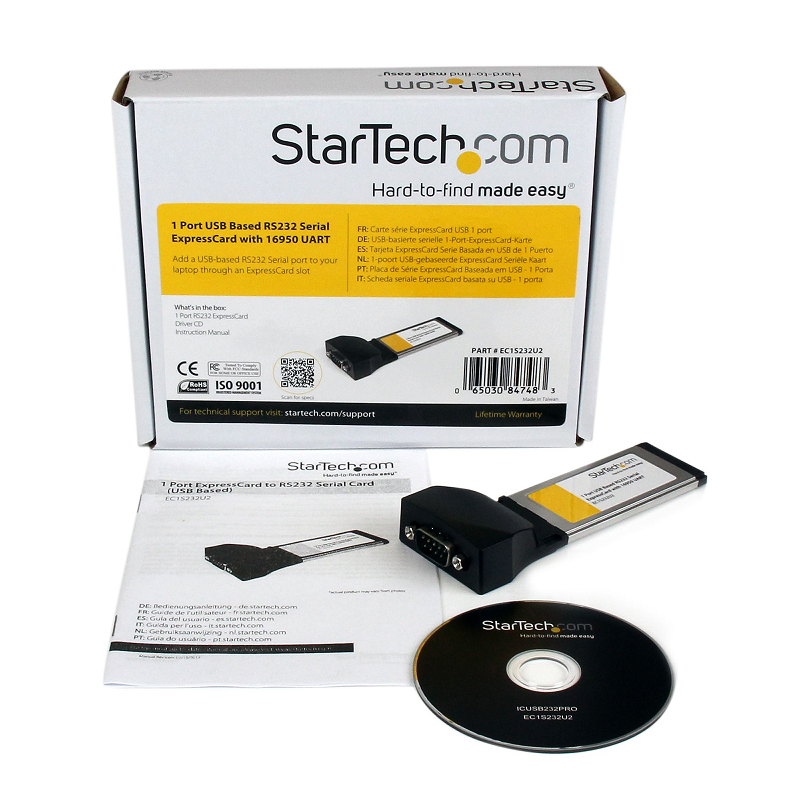 StarTech EC1S232U2 1 Port ExpressCard to RS232 DB9 Serial Adapter Card w/16950 - USB Based
