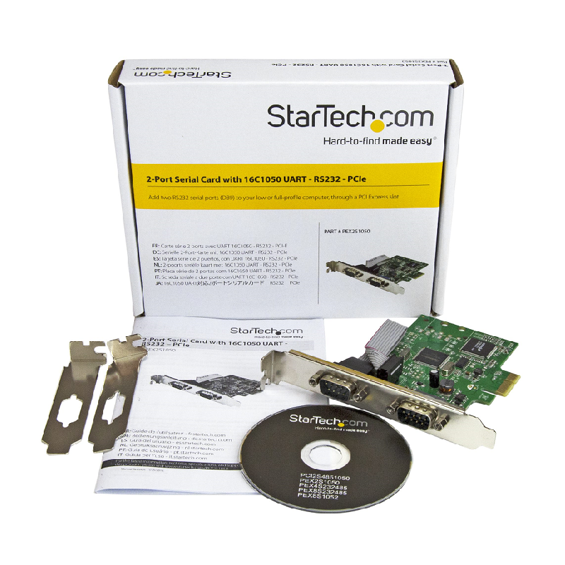 StarTech PEX2S1050 2-Port PCI Express Serial Card with 16C1050 UART - RS232