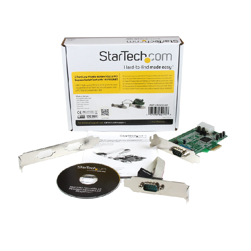StarTech PEX2S553LP 2 Port Low Profile Native RS232 PCI Express Serial Card w/16550 UART