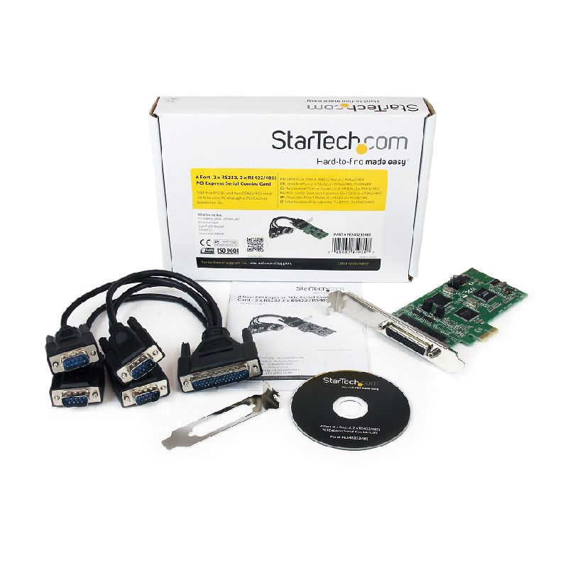 StarTech PEX4S232485 4 Port PCI Express PCIe Serial Combo Card, 2x RS232 2x RS422 / RS485