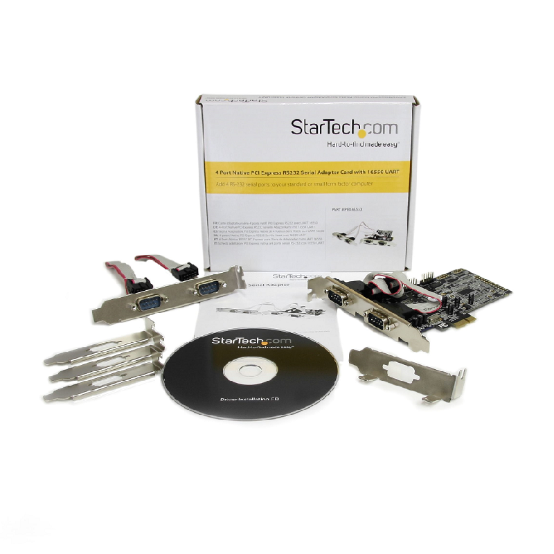 StarTech PEX4S553 4 Port Native PCI Express RS232 Serial Adapter Card with 16550 UART