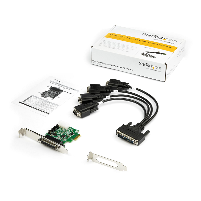 StarTech PEX4S953 4 Port Native PCIe RS232 Serial Adapter Card with 16950 UART