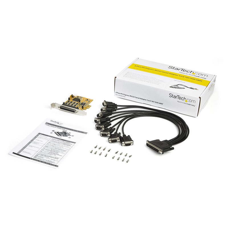 StarTech PEX8S1050 4 Port Native PCIe RS232 Serial Adapter Card with 16950 UART