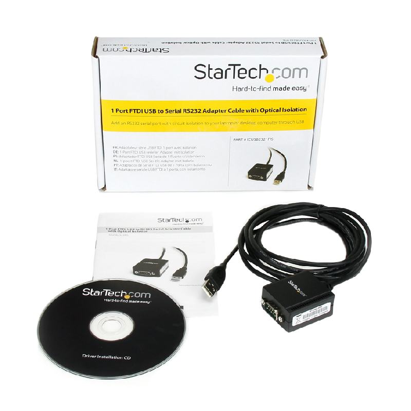 StarTech ICUSB2321FIS 1 Port FTDI USB to Serial RS232 Adapter Cable with Optical Isolation