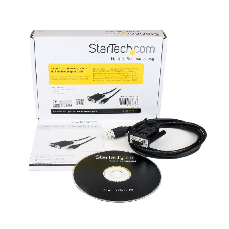 StarTech ICUSB232FTN 1 Port USB to Null Modem RS232 DB9 Serial DCE Adapter Cable with FTDI