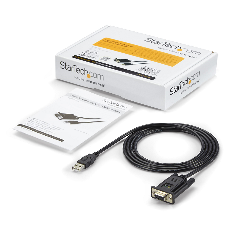 StarTech ICUSB232FTN 1 Port USB to Null Modem RS232 DB9 Serial DCE Adapter Cable with FTDI