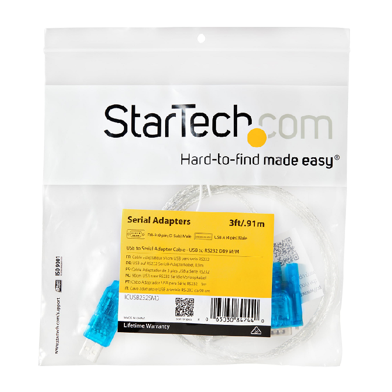 StarTech ICUSB232SM3 3ft USB to RS232 DB9 Serial Adapter Cable - M/M