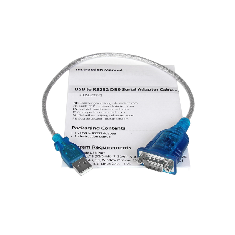 StarTech ICUSB232V2 1 Port USB to RS232 DB9 Serial Adapter Cable - M/M