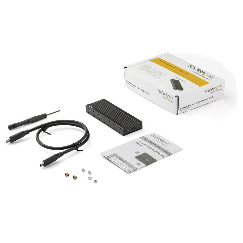 StarTech M2E1BMU31C USB-C 10Gbps to M.2 NVMe SSD Enclosure Portable External Aluminum Case
