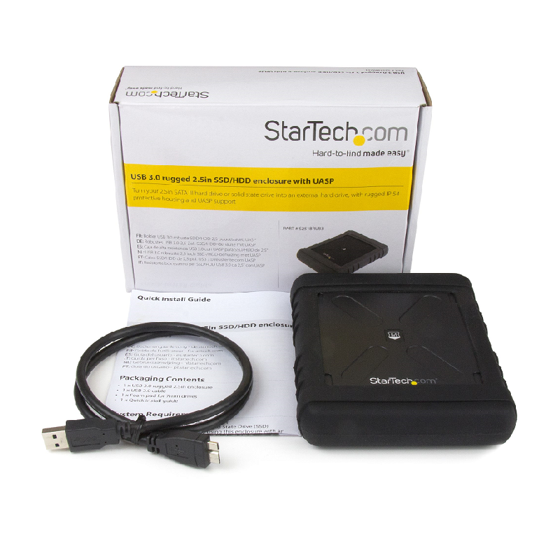 StarTech S251BRU33 Rugged HDD Enclosure - USB 3.0 to 2.5in SATA 6Gbps HDD or SSD - UASP