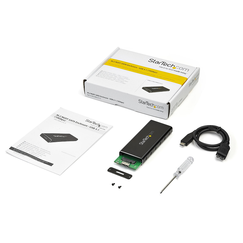 StarTech SM21BMU31C3 M.2 SSD Enclosure for M.2 SATA SSDs - USB 3.1 (10Gbps) w/USB-C Cable