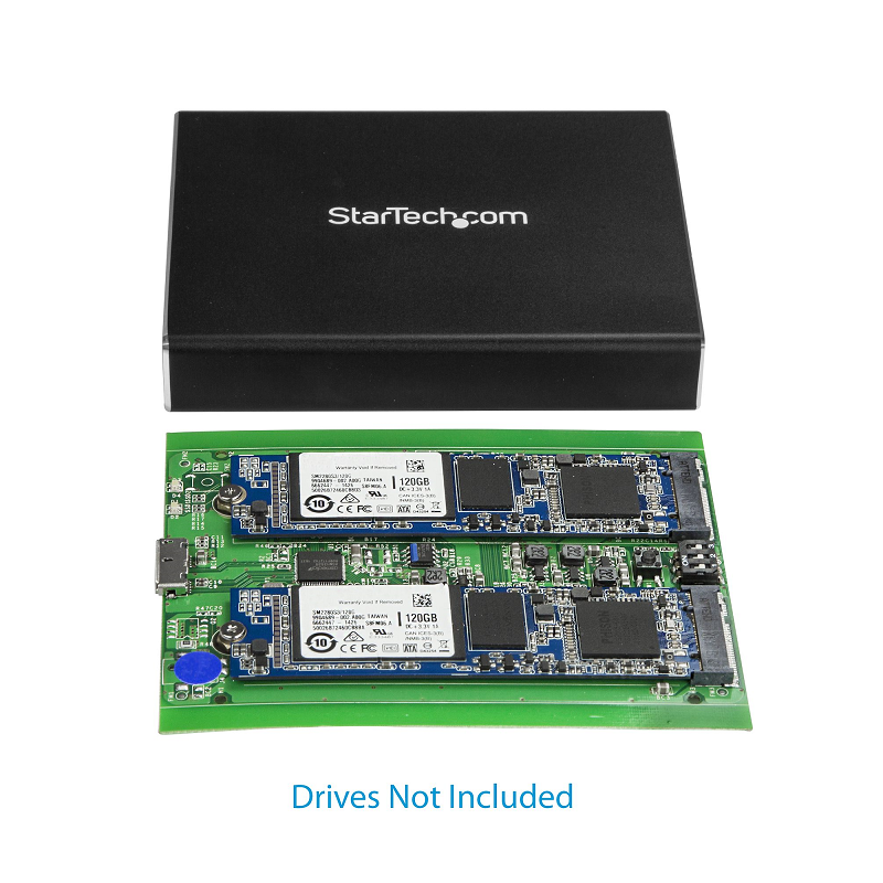 StarTech SM22BU31C3R Dual-Slot Drive Enclosure for M.2 SATA SSDs - USB 3.1 (10Gbps) - RAID
