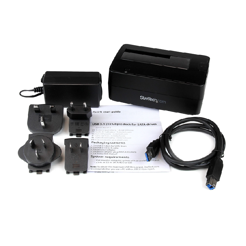 StarTech SDOCKU313 USB 3.1 (10Gbps) Single-Bay Dock for 2.5 inch/3.5 inch SATA SSD/HDD