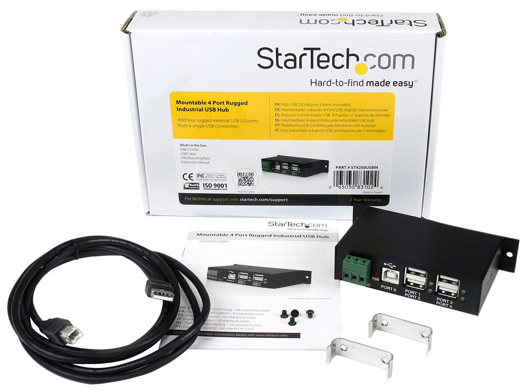 StarTech Mountable 4 Port Rugged Industrial USB Hub