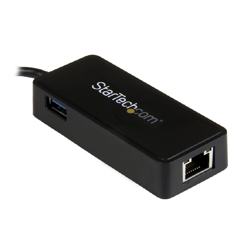 StarTech US1GC301AU USB-C to Gigabit Network Adapter with Extra USB 3.0 Port - Black