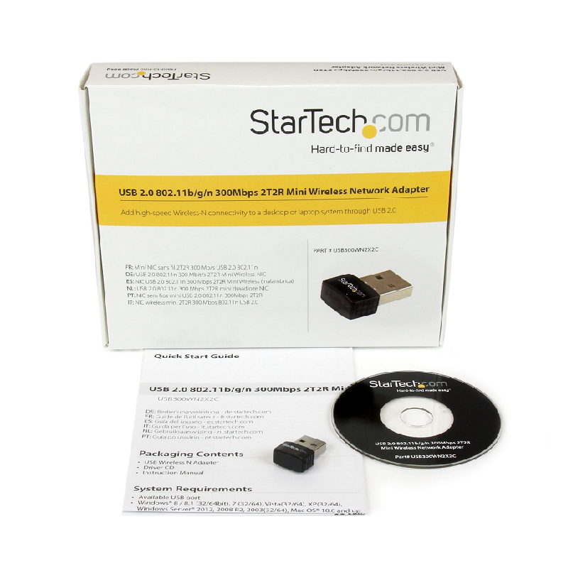 StarTech USB300WN2X2C USB 2.0 300 Mbps Mini Wireless-N Network Adapter - 802.11n 2T2R