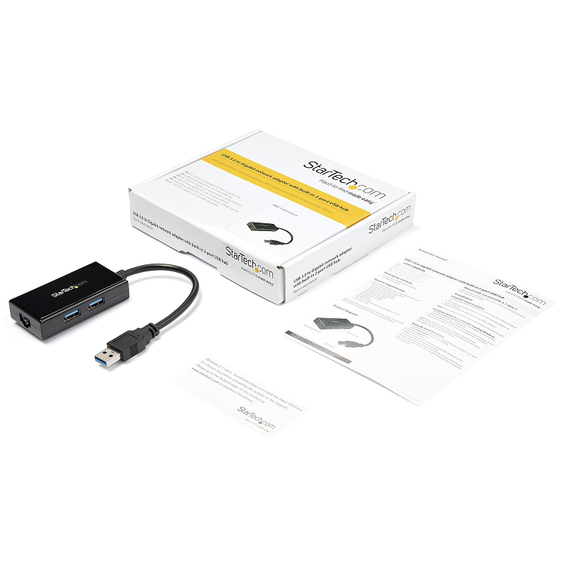 StarTech USB31000S2H USB 3.0 to Gigabit Network Adapter with Built-In 2-Port USB Hub