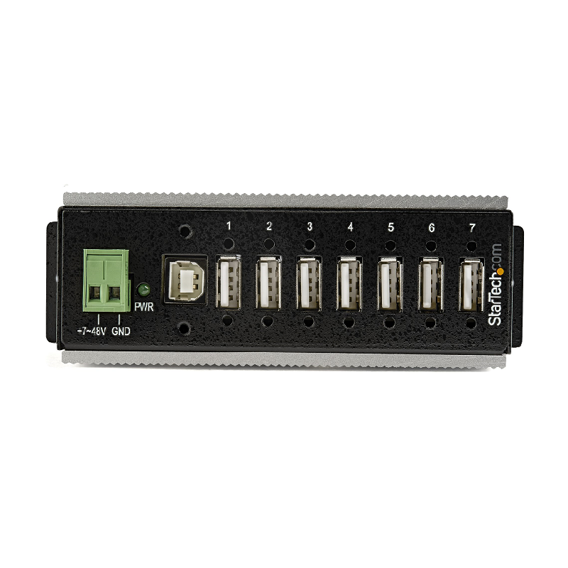 StarTech HB20A7AME 7 Port USB 2.0 Hub - Metal Industrial USB-A Hub (7x USB-A)
