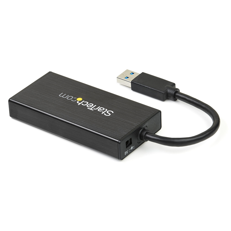 StarTech ST3300GU3B 3-Port Portable USB 3.0 Hub plus GbE - Built-in Cable Aluminium
