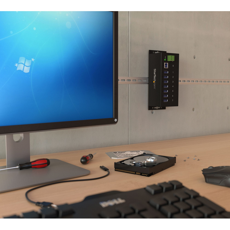 StarTech ST7300USBME 7 Port Industrial USB 3.0 Hub with ESD & 350W Surge Protection