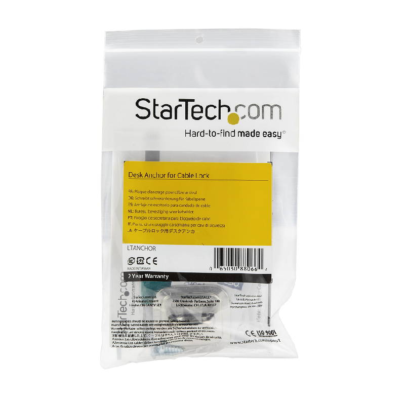 StarTech LTANCHOR Laptop Cable Lock Anchor - Zinc Alloy