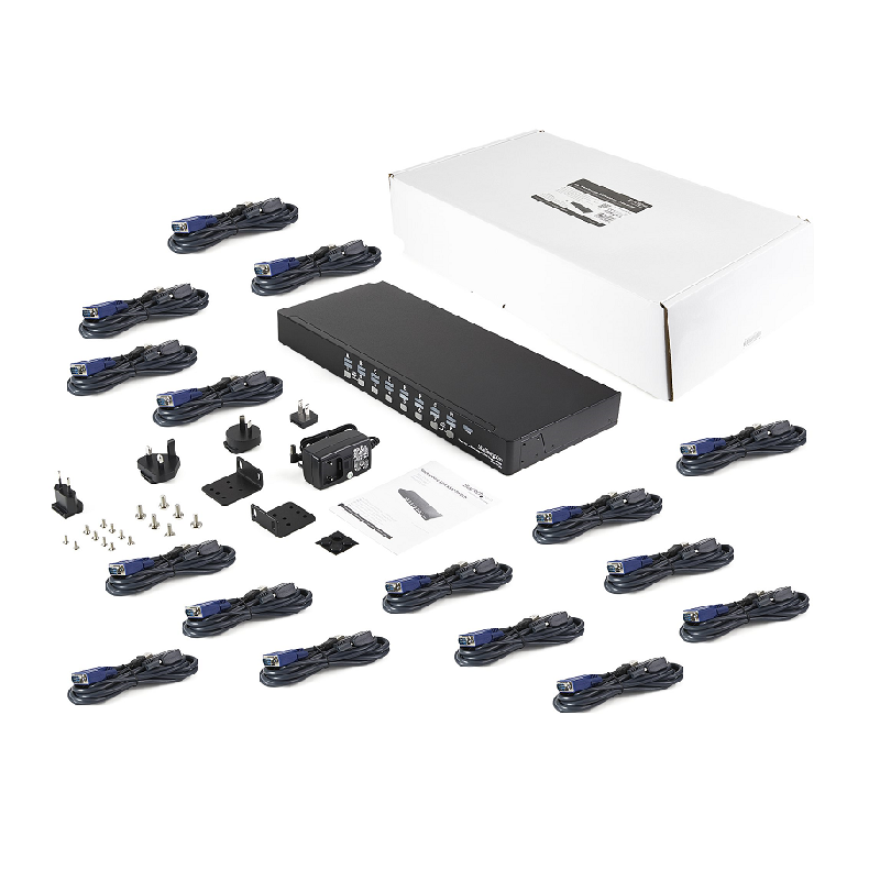 StarTech SV1631DUSBUK 16 Port 1U Rackmount USB KVM Switch Kit with OSD and Cables