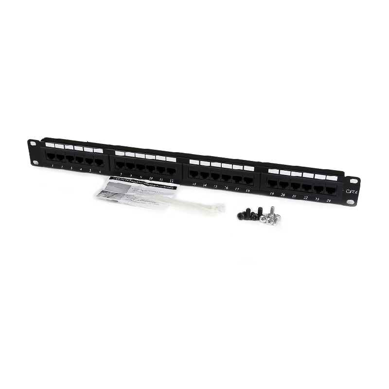 StarTech C6PANEL24 24 Port 1U Rackmount Cat 6 110 Patch Panel
