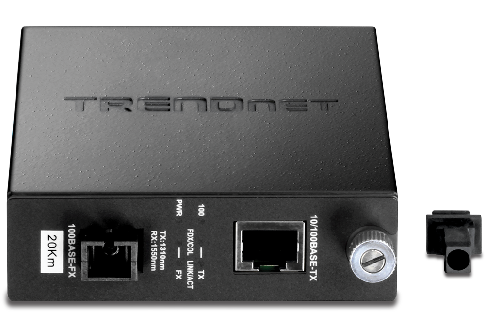TRENDnet Intelligent 100Base-TX to 100Base-FX Dual Wavelength Single Mode SC Fiber Converter TX1310