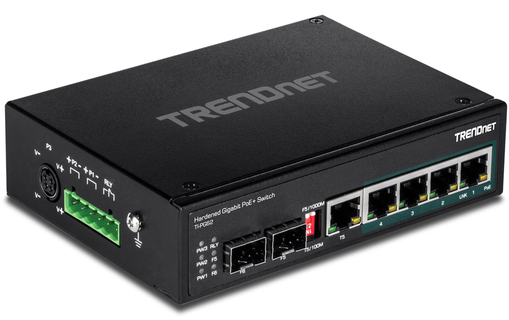 TRENDnet TI-PG62 6-port Hardened Industrial Gigabit PoE+ Switch