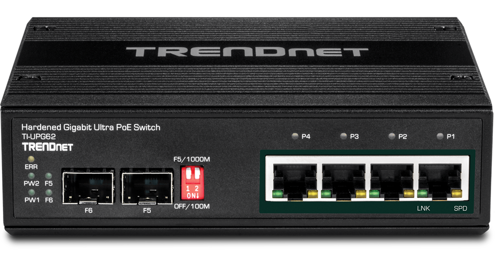 TRENDnet TI-UPG62 6-port Hardened Industrial Gigabit Ultra PoE+ Switch