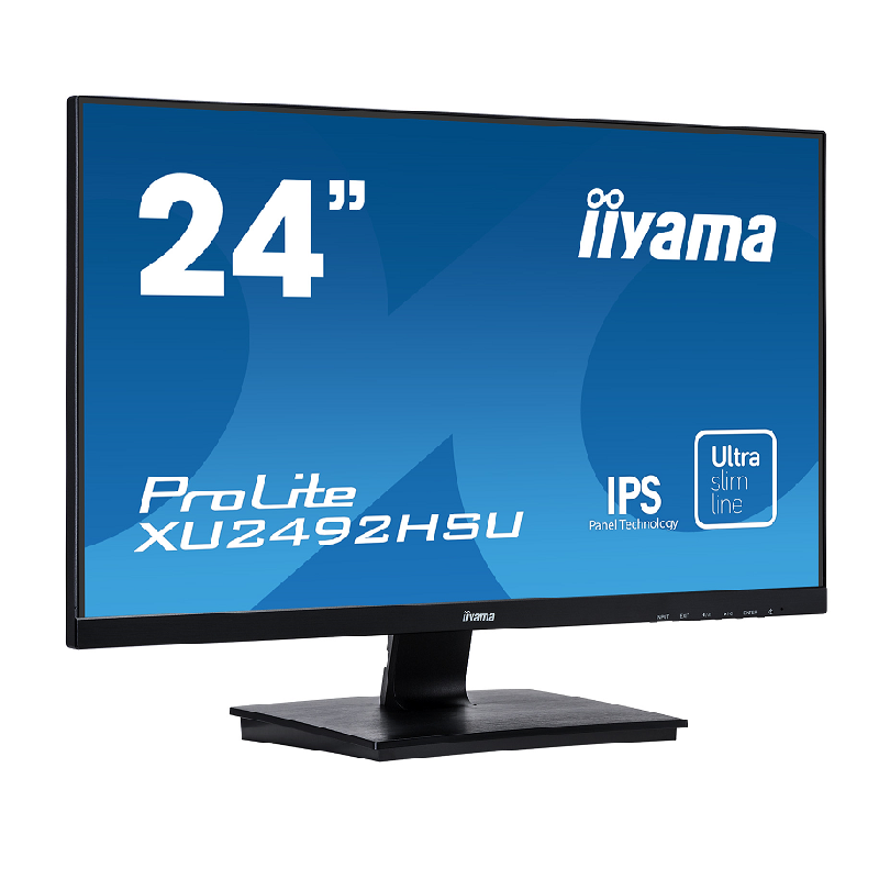 iiyama ProLite XU2492HSU-B1 24 Inch IPS, Full HD, Black, U-Slim Bezel, HDMI, Display Port, USB Hub