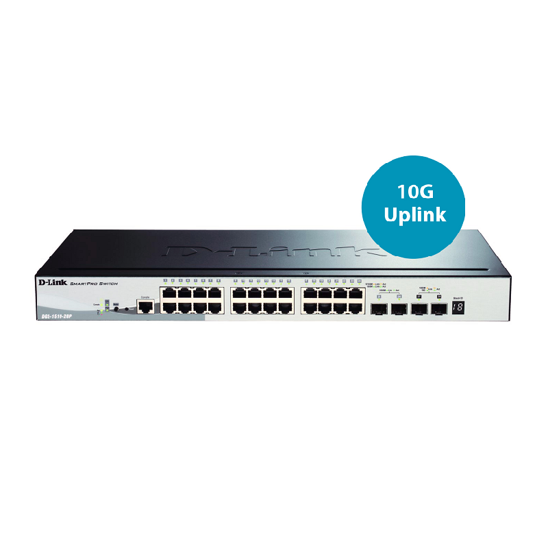 D-Link DGS-1510-28P 24-Port Gigabit Stackable PoE+ Smart Managed Switch
