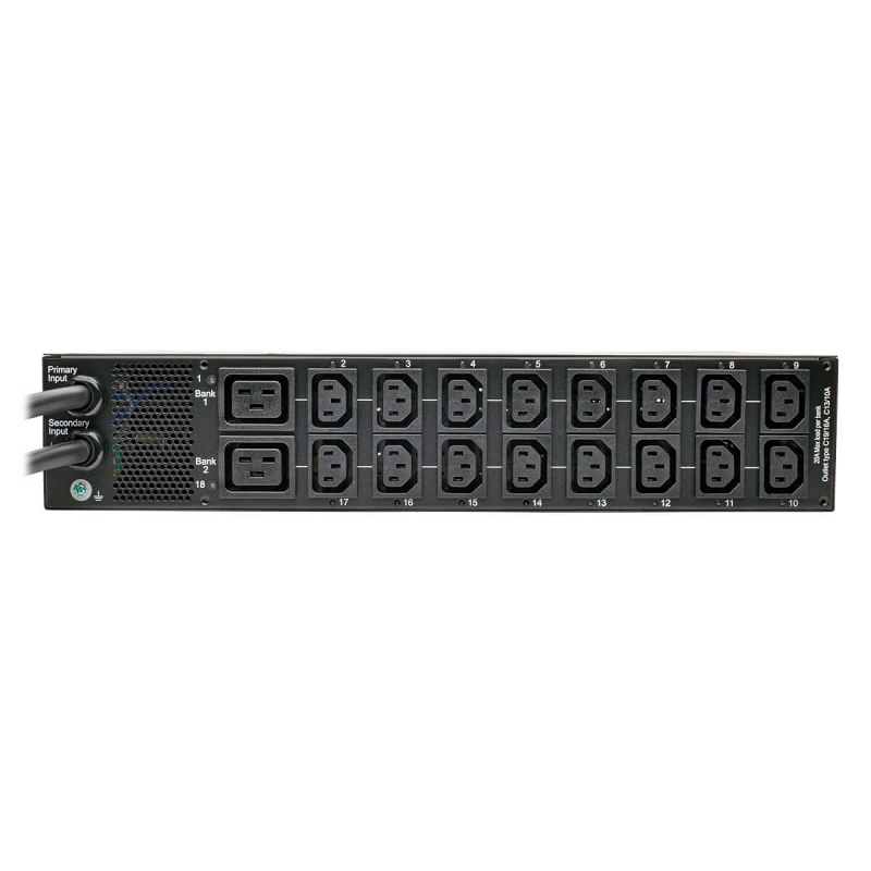 Tripp Lite TAA-Compliant 7.4kW Single-Phase ATS/Switched PDU, 230V Outlets (16 C13 & 2 C19)