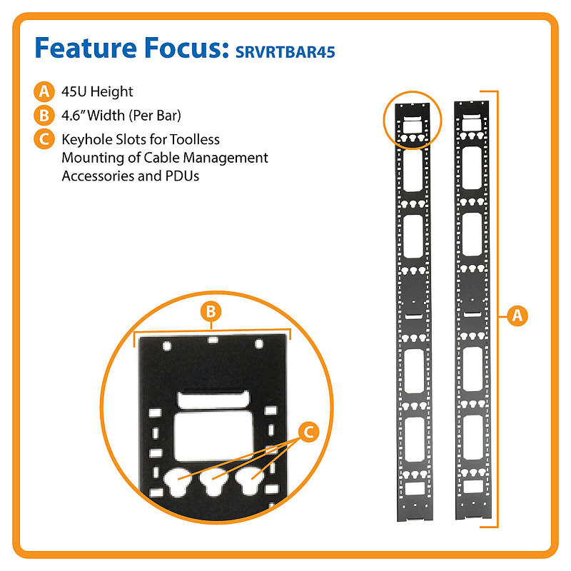 Tripp Lite SmartRack 45U Vertical Cable Management Bars