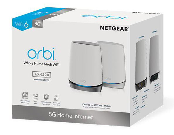 Netgear NBK752-100EUS Orbi 5G Tri-Band WiFi 6 Mesh System (2-Pack)