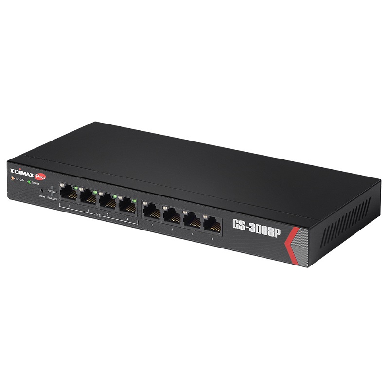 Edimax GS-3008P Long Range 8-Port Gigabit Web Managed Switch with 4 PoE+ Ports