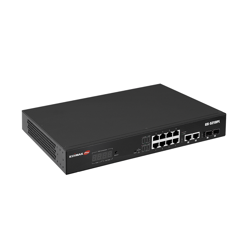 Edimax GS-5210PL Surveillance VLAN 12-Port Gigabit PoE+ Long Range Web Smart Switch
