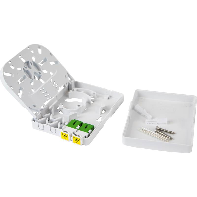 Enbeam FTTH Outlet loaded w/ 2xSC/APC OS1/OS2 Simplex