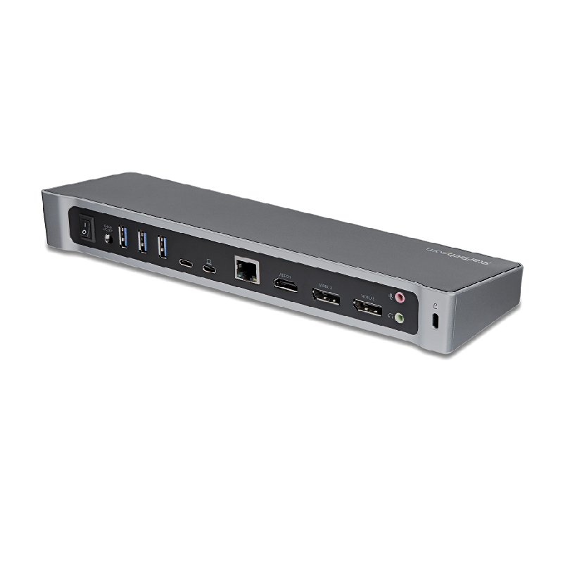StarTech 4K Triple Monitor Laptop Docking Station with Dual DisplayPort & HDMI