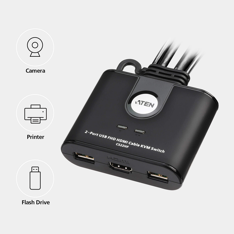 Aten CS22HF 2-Port USB FHD HDMI Cable KVM Switch
