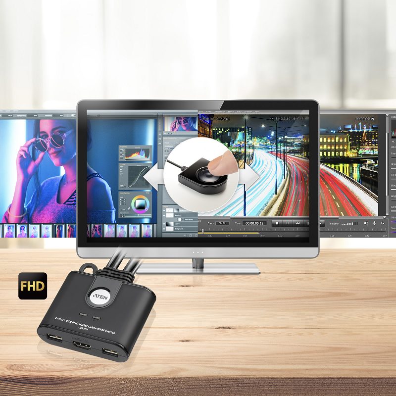 Aten CS22HF 2-Port USB FHD HDMI Cable KVM Switch