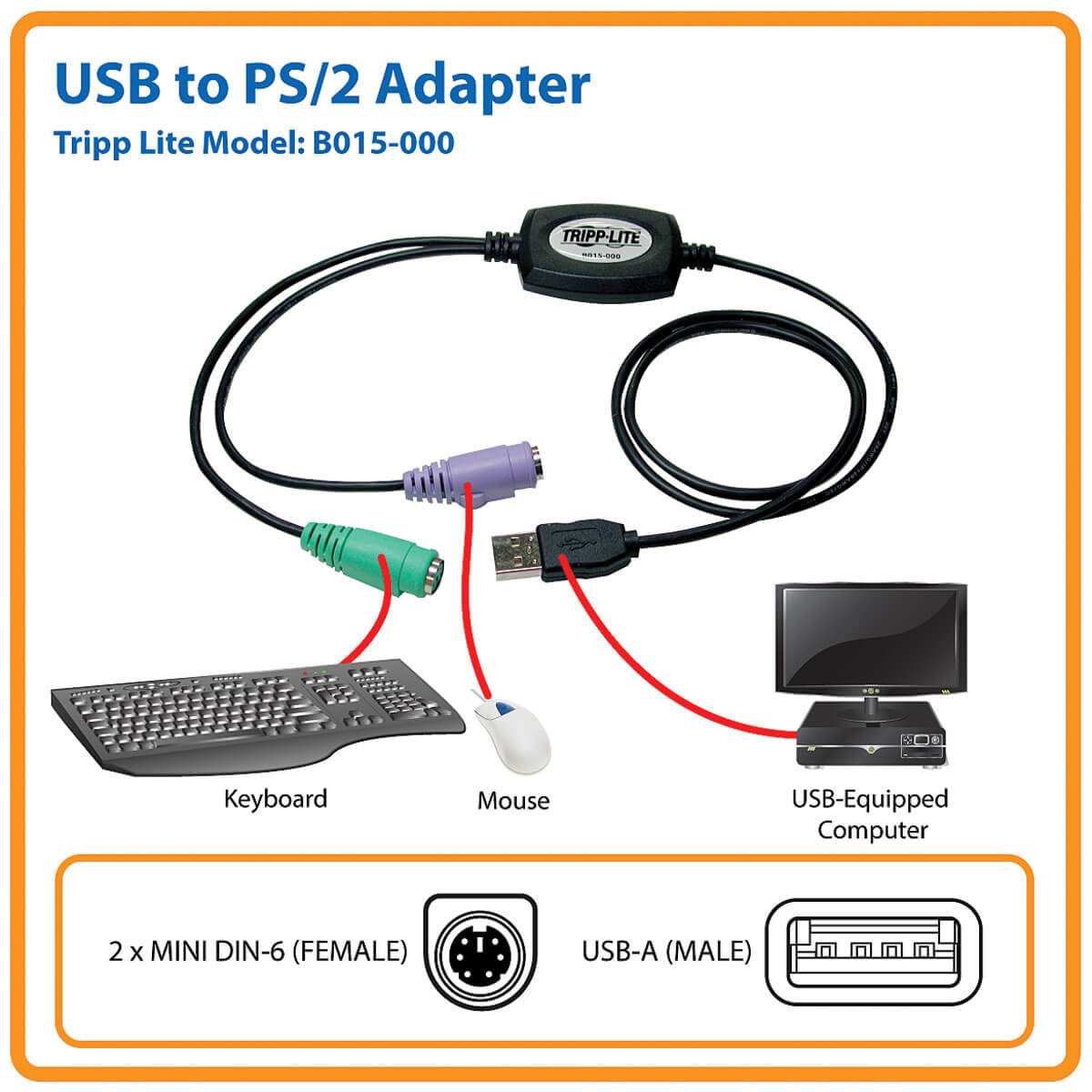 Eaton B015-000 USB to PS/2 Adapter for Keyboard and Mouse
