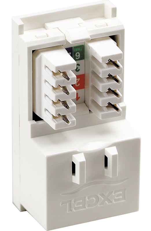 Excel Cat5e UTP Office Low Profile Euromod RJ45 Module White
