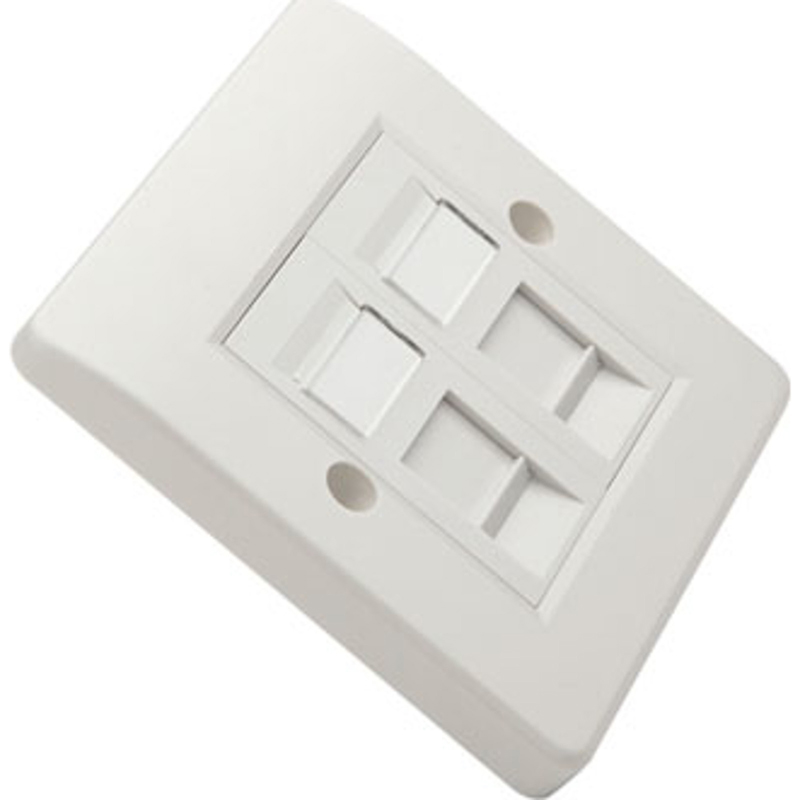 Excel Office Single Gang Faceplate w/2 Half Blanks - White