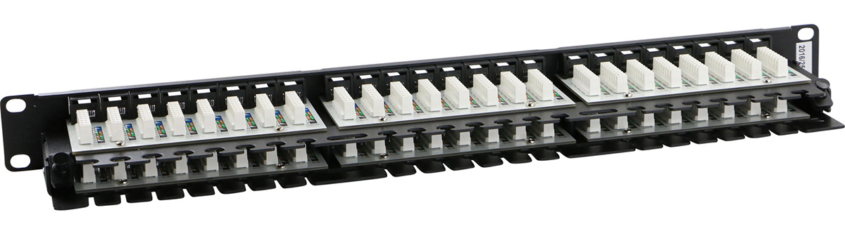Excel 1U Cat6 48 Port Right Angled Patch Panel - Black