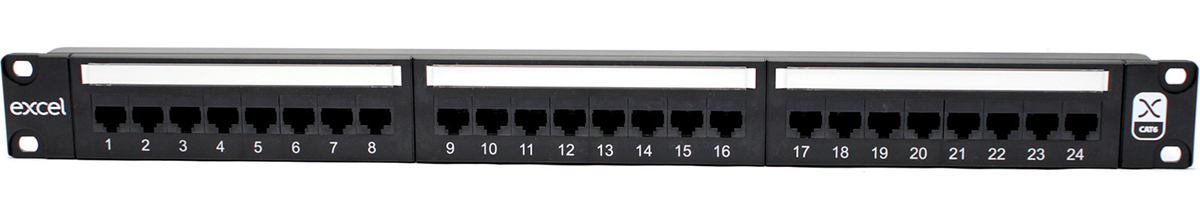 Excel Plus Cat6 Unscreened Patch Panel - 24-port, 1U - Black