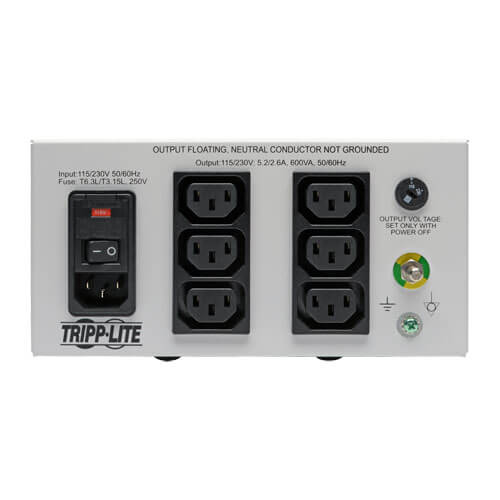 Tripp Lite IS600HGDV Dual-Voltage 115/230V Medical-Grade Isolation Transformer