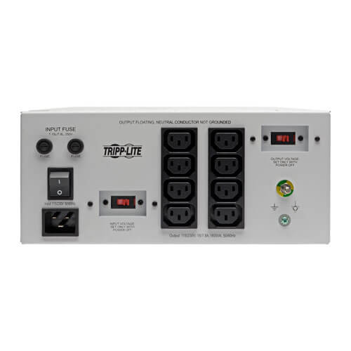 Tripp Lite IS1800HGDV Dual-Voltage 115/230V Medical-Grade Isolation Transformer