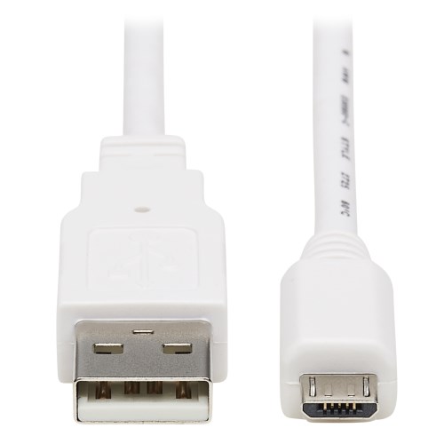 Tripp Lite U050AB-003-WH Safe-IT USB-A to USB Micro-B Antibacterial Cable White 3 ft